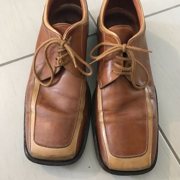 🎇Host Pick🎇 Made in Italy Two-tone Cognac/tan Square Toe Shoes - euro size 41 - Picture 2 of 10